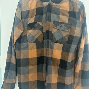 Men's Plaid Button Down Shirt Jacket - Black, Grey, Tan